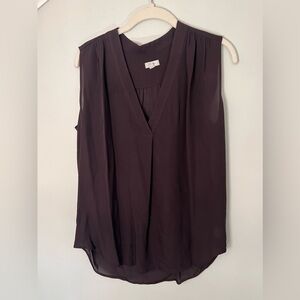 Vince Medium women’s silk eggplant plum sleeveless blouse top